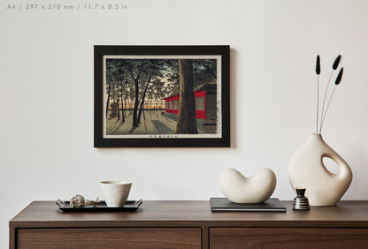 Preview of the art print Kanda Shrine at Dawn by Kobayashi Kiyochika, mounted in an A4 size frame