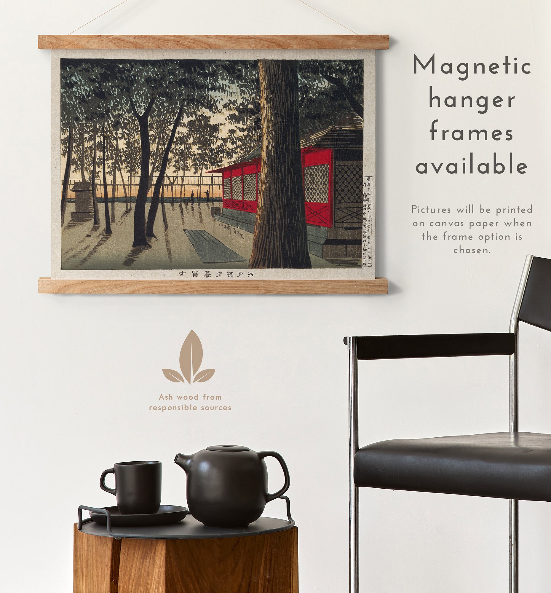 Preview of the art print Kanda Shrine at Dawn by Kobayashi Kiyochika, mounted in a magnetic hanger frame