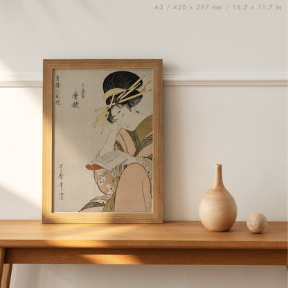 Preview of the art print Courtesan Karauta of Chojiya by Kitagawa Utamaro, mounted in an A3 size frame