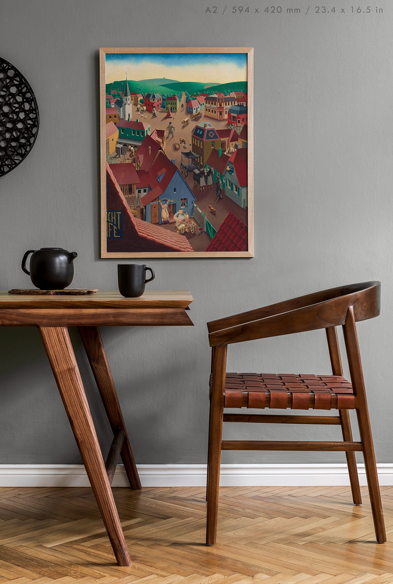 Preview of the art print Badische Kleinstadt bei Tage by Georg Scholz, mounted in an A2 size frame