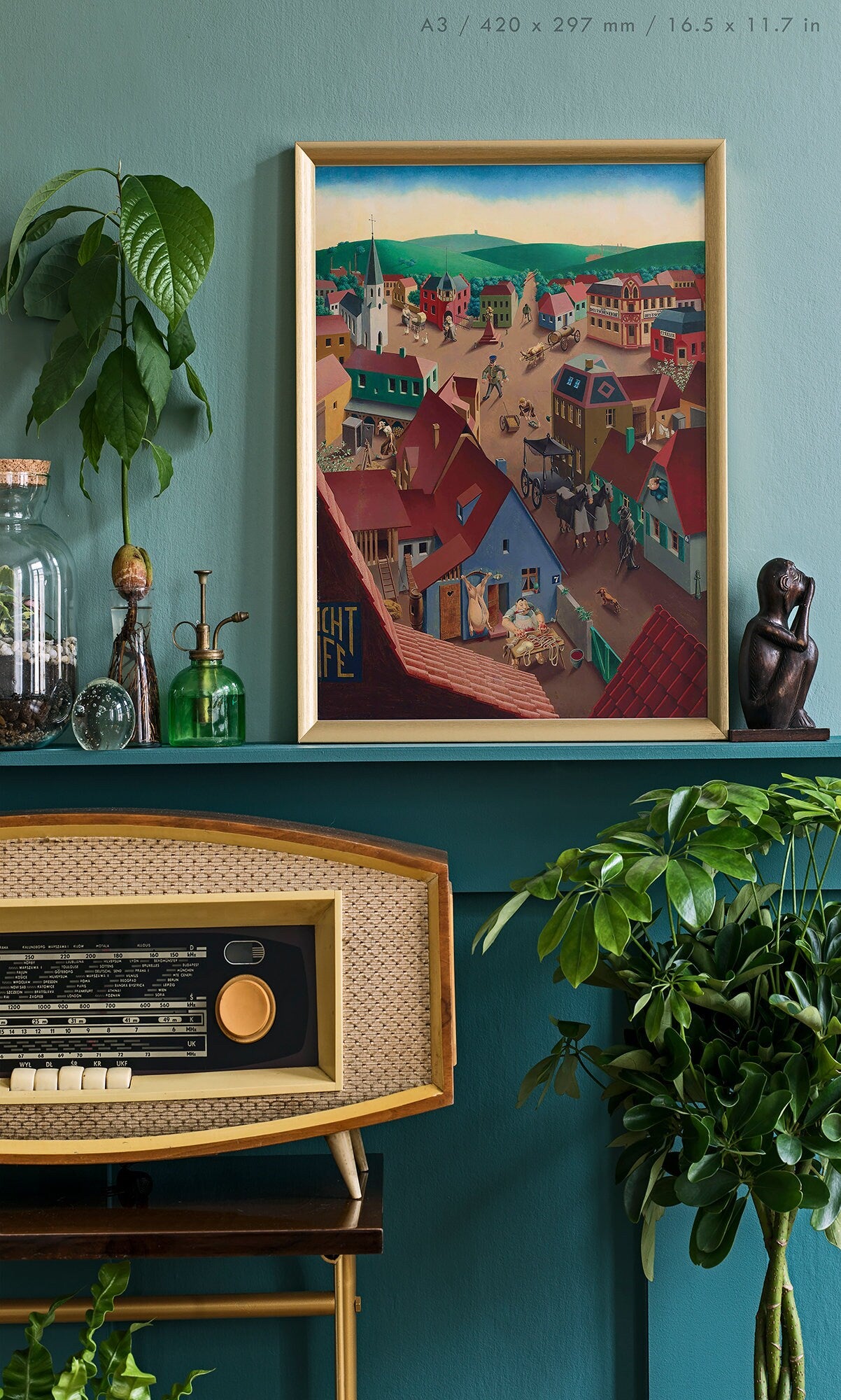 Preview of the art print Badische Kleinstadt bei Tage by Georg Scholz, mounted in an A3 size frame