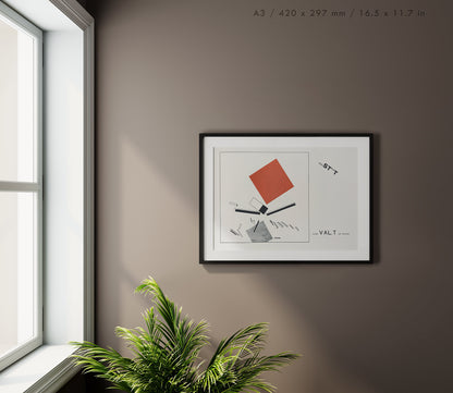 Preview of the art print TWee kWA drA ten in 6 Konstrukties II by El Lissitzky, mounted in an A3 size frame