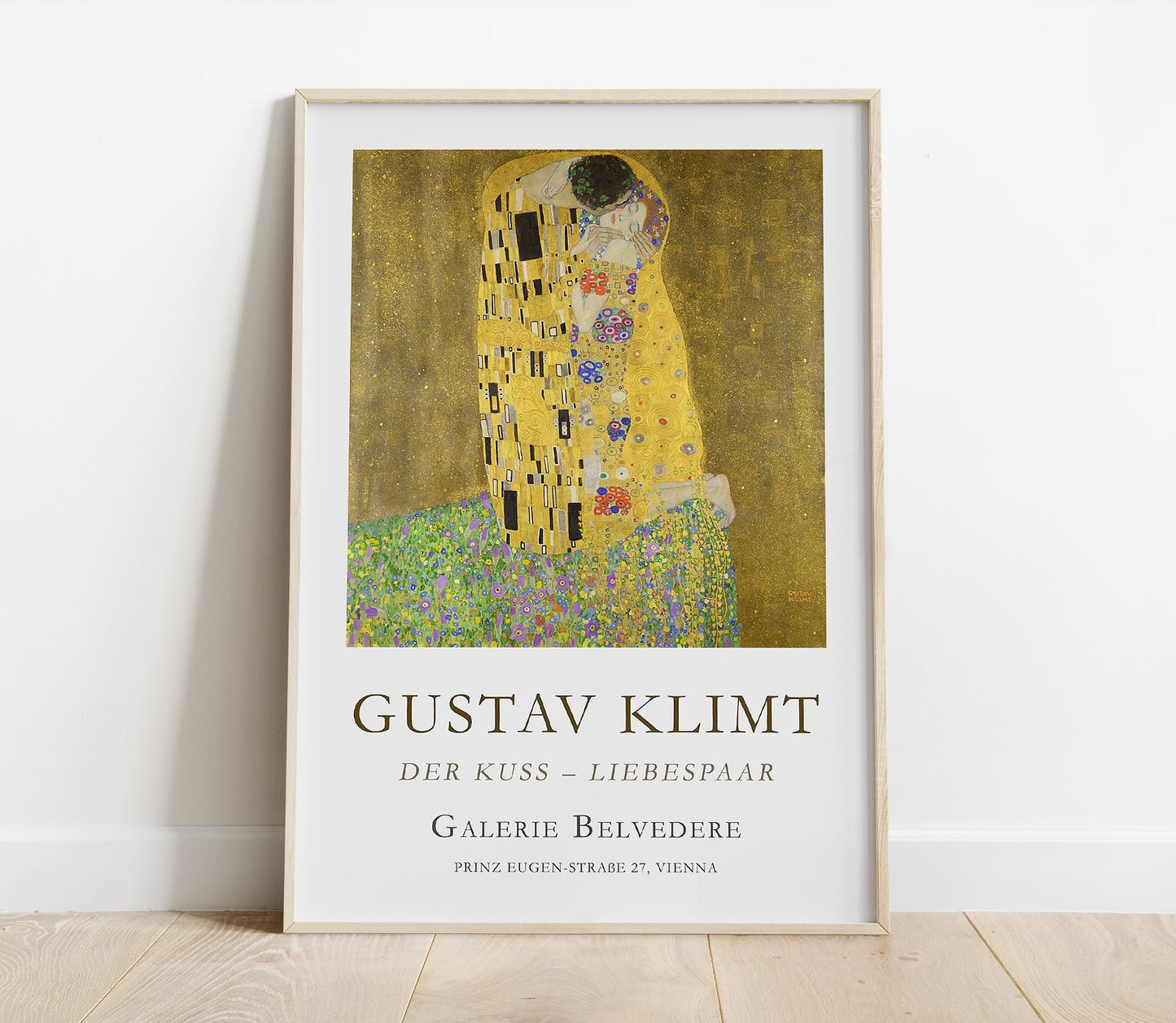 Preview of the art print Der Kuss (The Kiss) by Gustav Klimt, mounted in a poster frame