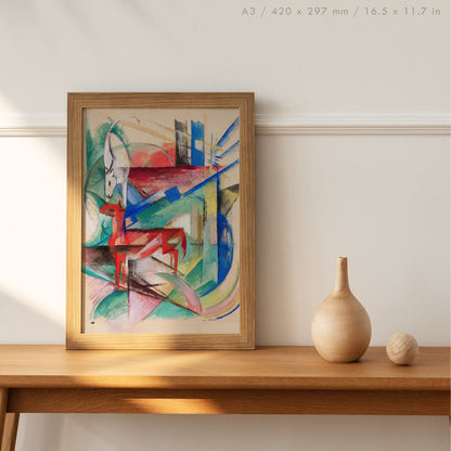 Preview of the art print Landscape With Animals by Franz Marc, mounted in an A3 size frame