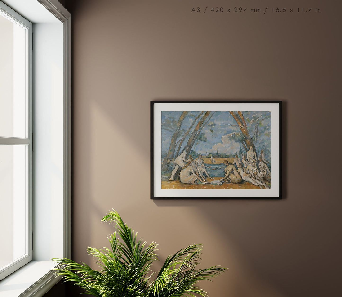 Preview of the art print The Large Bathers by Paul Cézanne, mounted in an A3 size frame