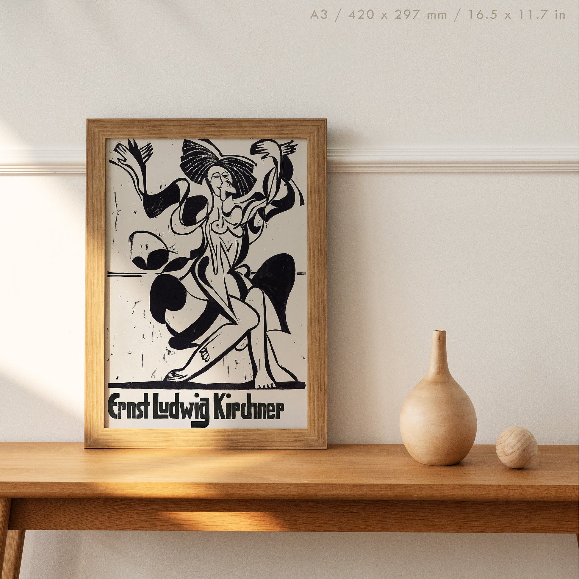 Preview of the art print Mary Wigman's Dance by Ernst Ludwig Kirchner, mounted in an A3 size frame