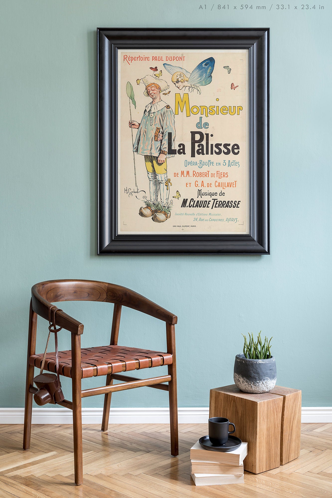 Preview of the art print Monsieur de la Palisse by Henry Gerbault, mounted in an A1 size frame