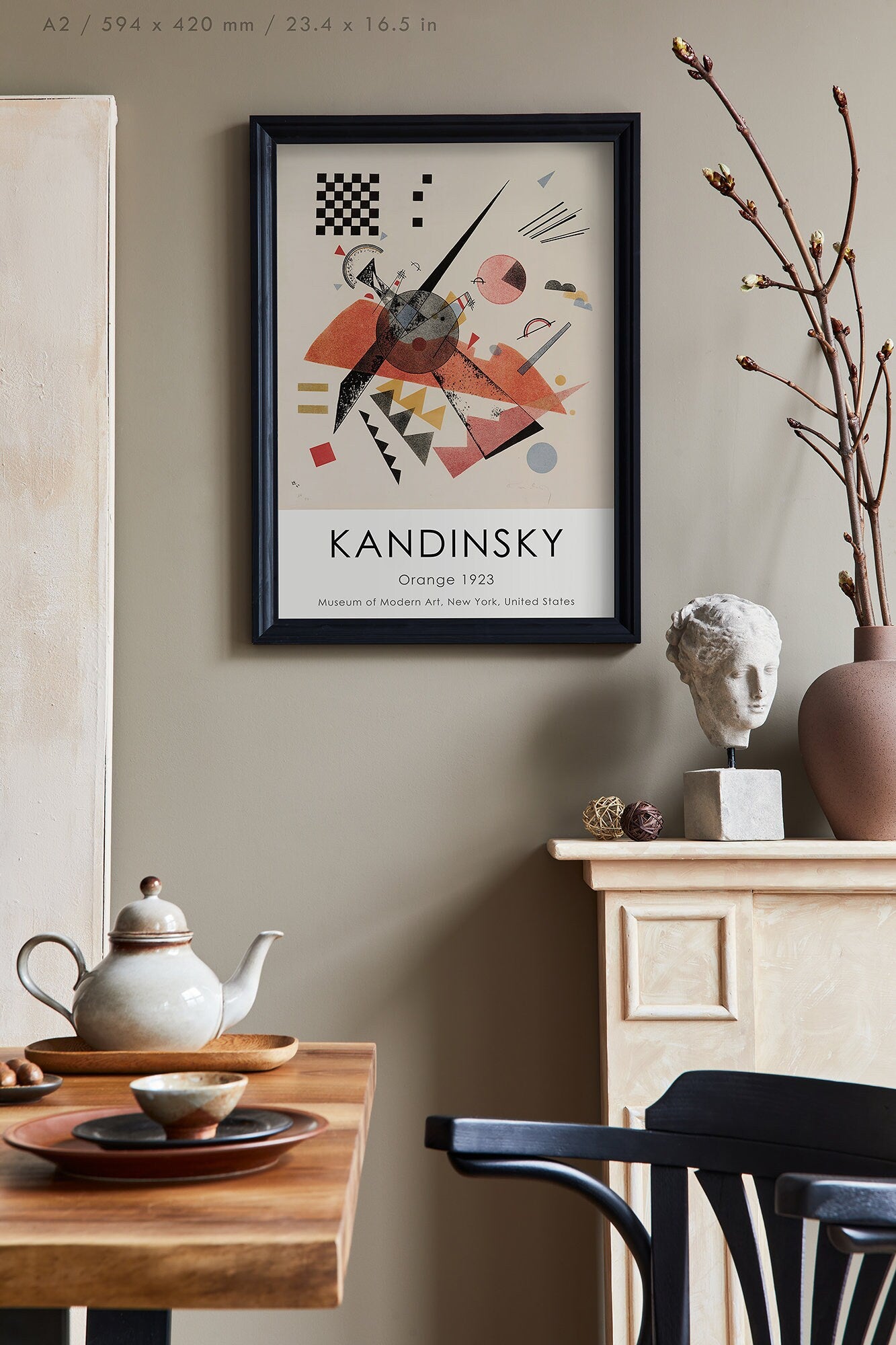 Preview of the art print Orange by Wassily Kandisnky, mounted in an A2 size frame