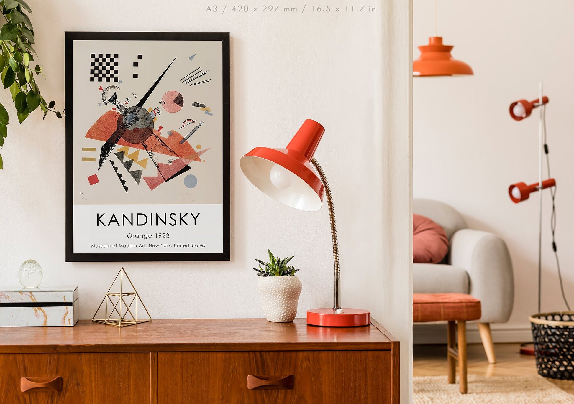 Preview of the art print Orange by Wassily Kandisnky, mounted in an A3 size frame