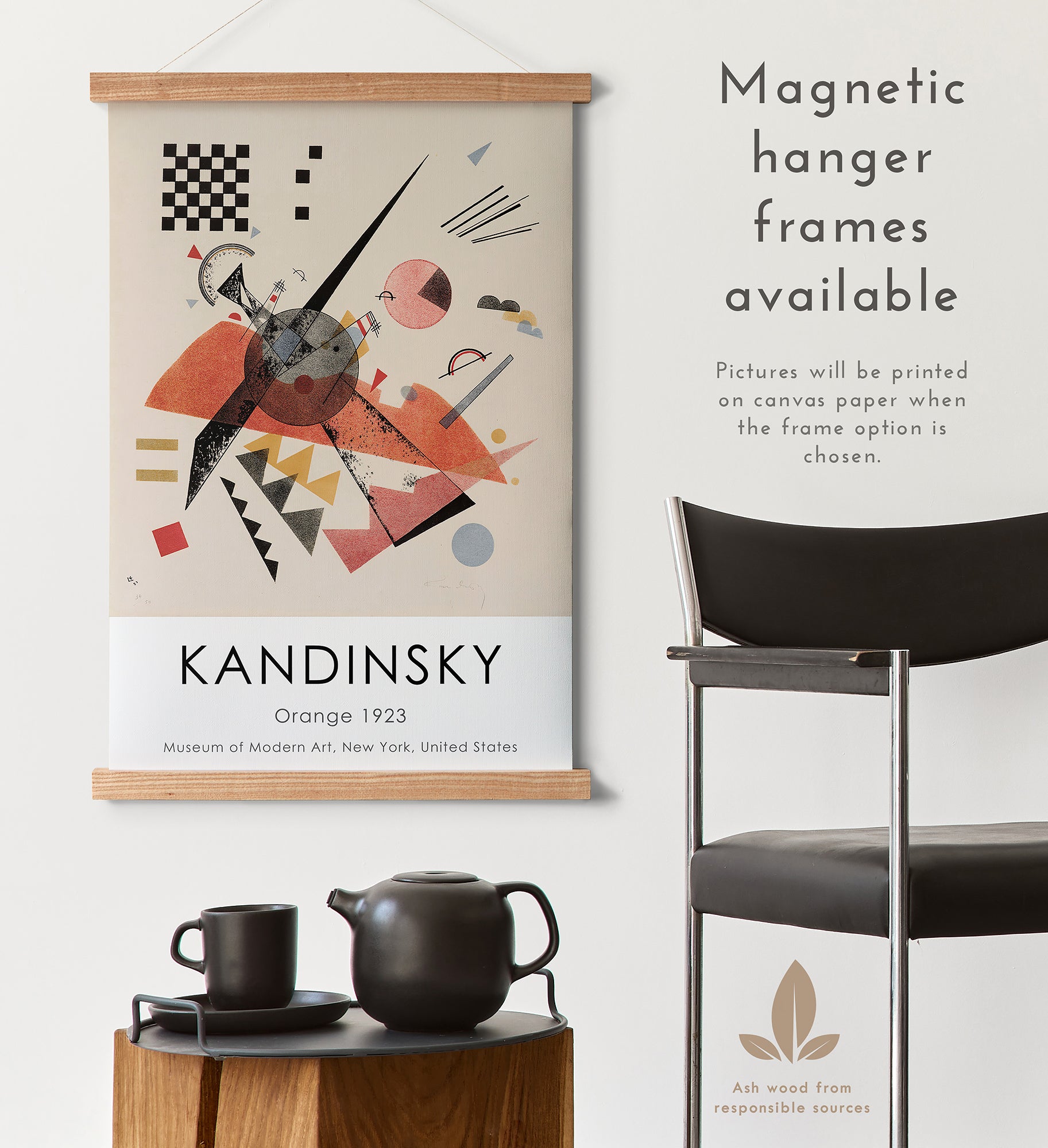 Preview of the art print Orange by Wassily Kandisnky, mounted in a magnetic hanger frame