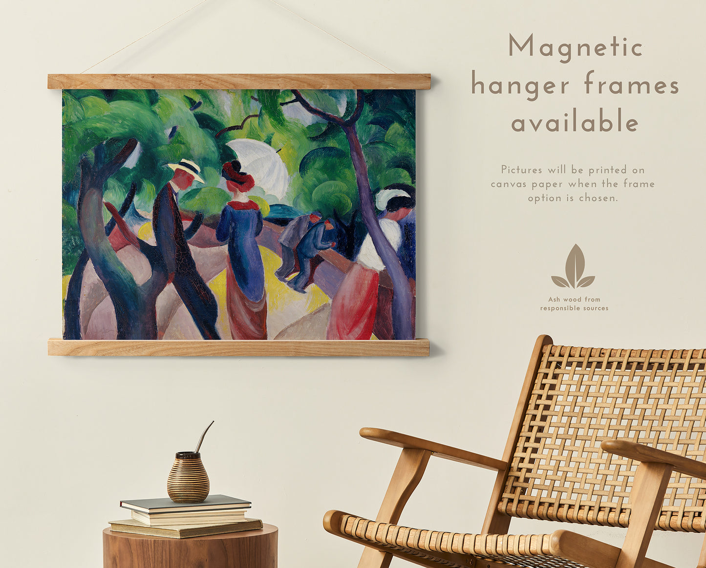 Preview of the art print Promenade by August Macke, mounted in a magnetic hanger frame