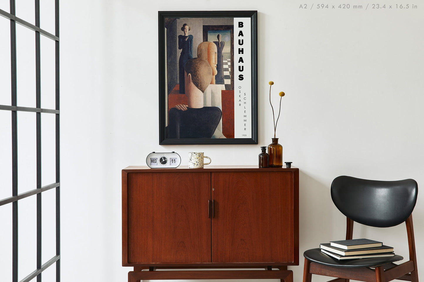 Preview of the art print Interior With Five Figures, Roman by Oskar Schlemmer, mounted in an A2 size frame