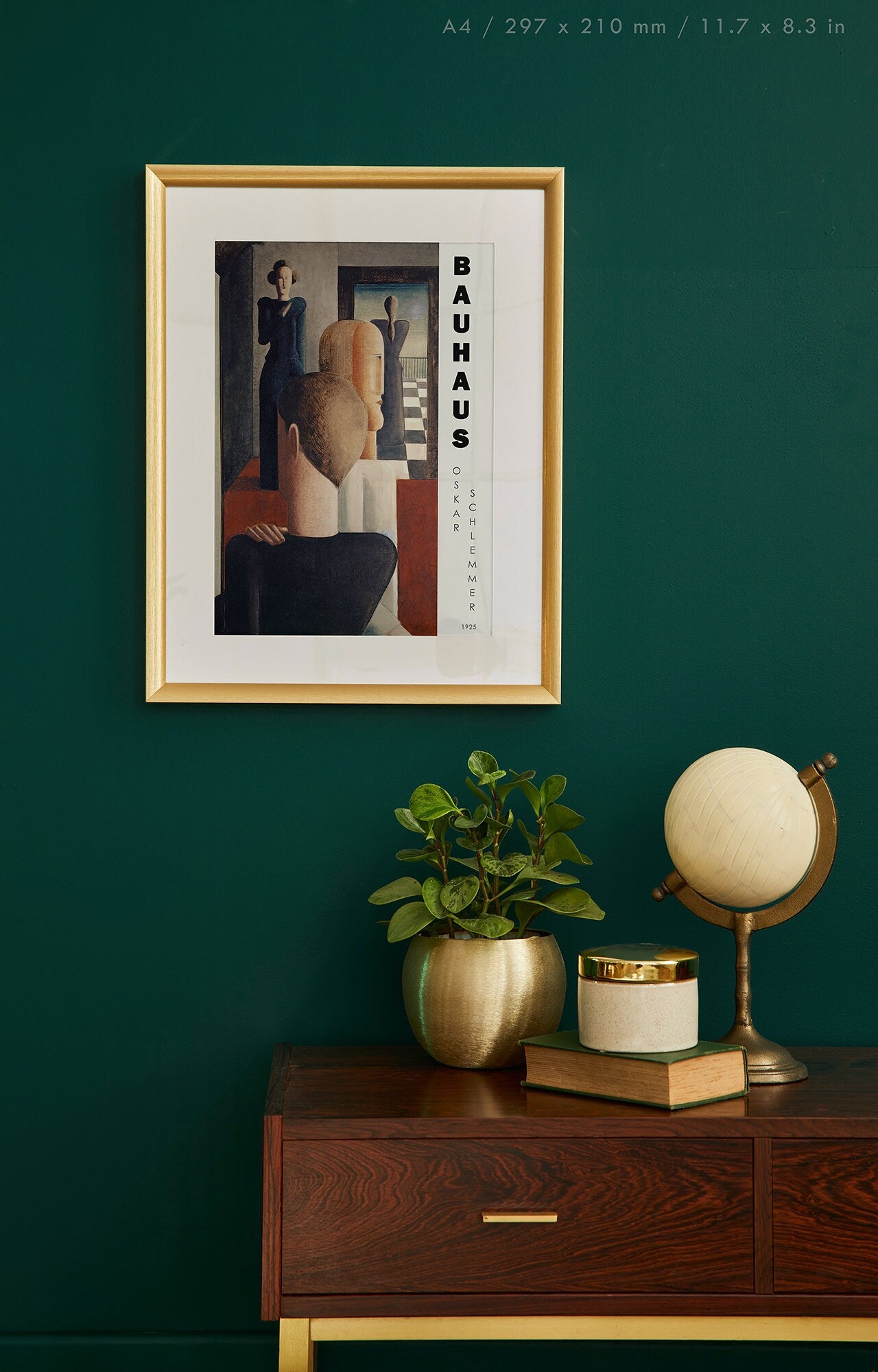 Preview of the art print Interior With Five Figures, Roman by Oskar Schlemmer, mounted in an A4 size frame