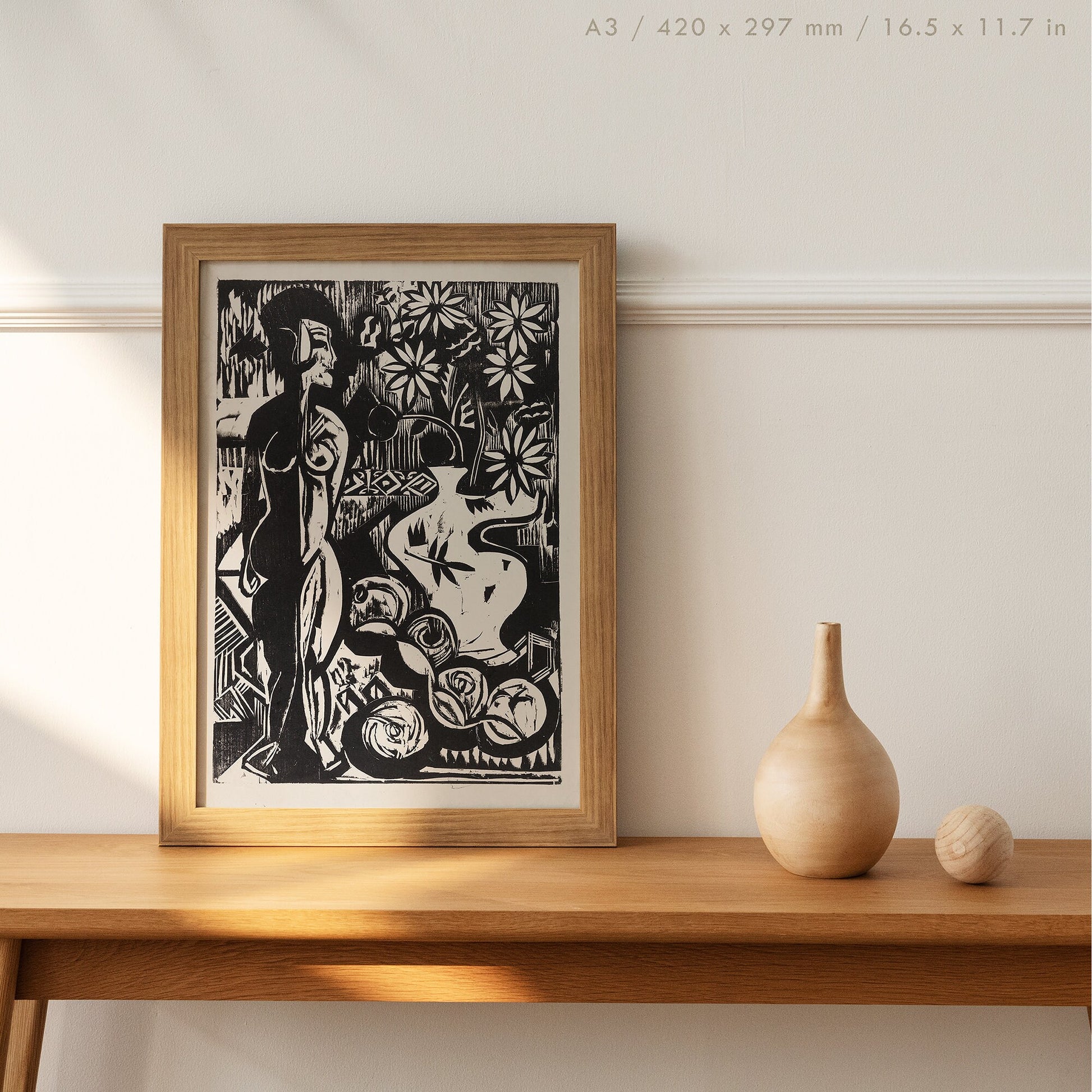 Preview of the art print Stilleben mit Plastik by Ernst Ludwig Kirchner, mounted in an A3 size frame