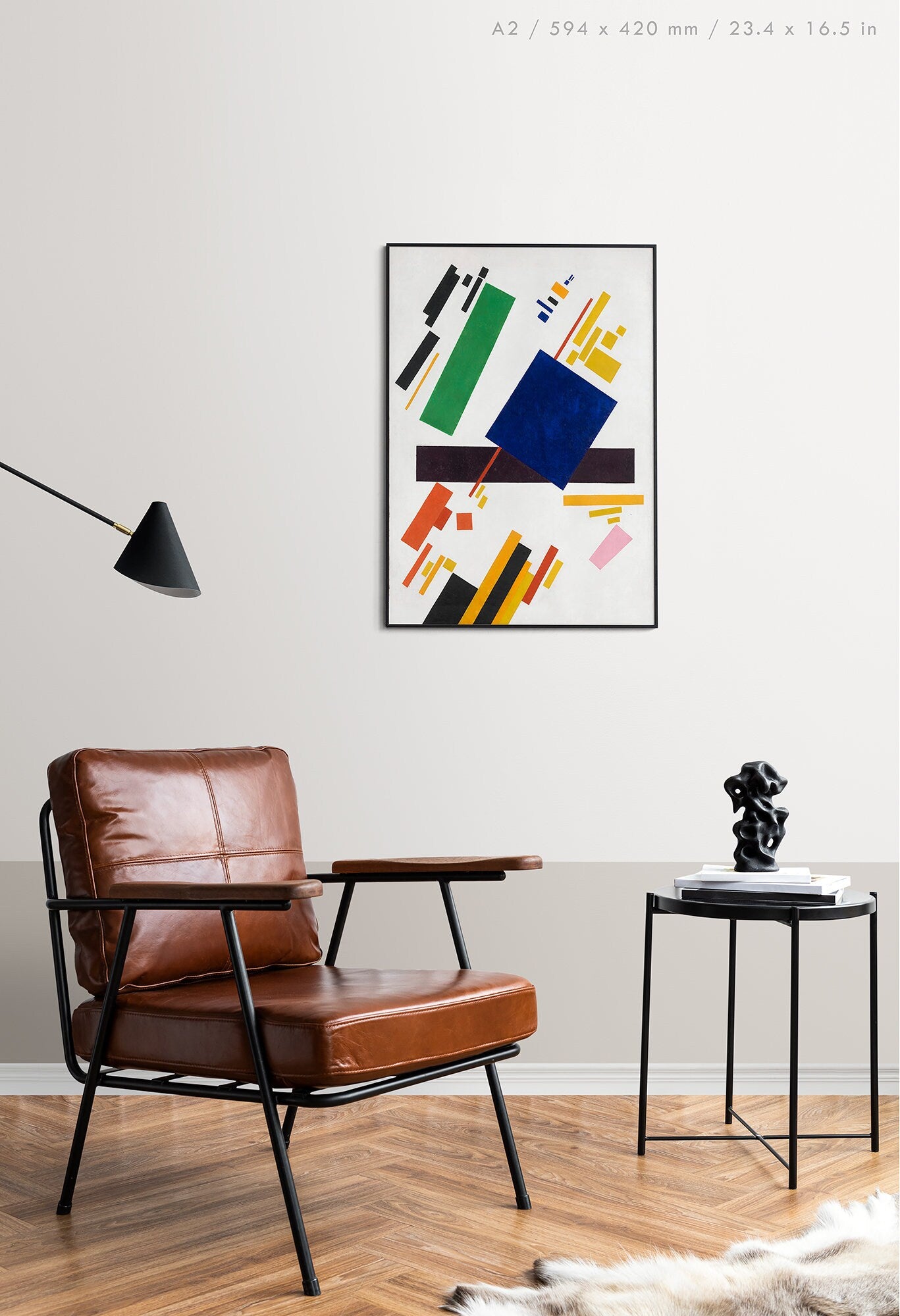 Preview of the art print Suprematist Composition by Kazimir Malevich, mounted in an A2 size frame