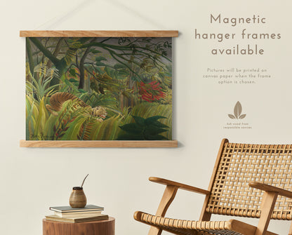 Preview of the art print Surprise by Henri Rousseau, mounted in a magnetic hanger frame