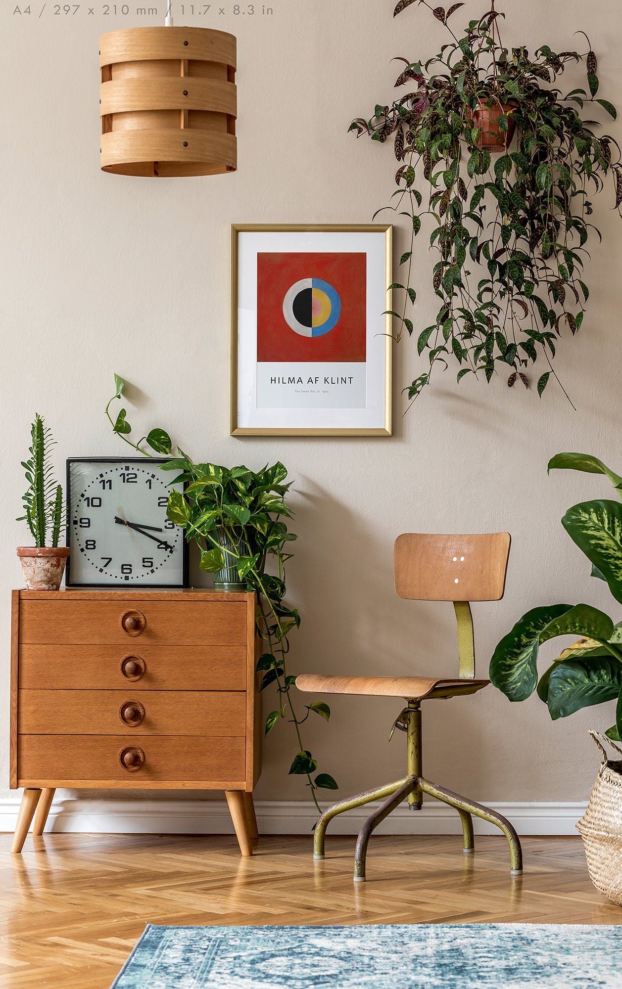 Preview of the art print The Swan No. 17 by Hilma af Klint, mounted in an A4 size frame