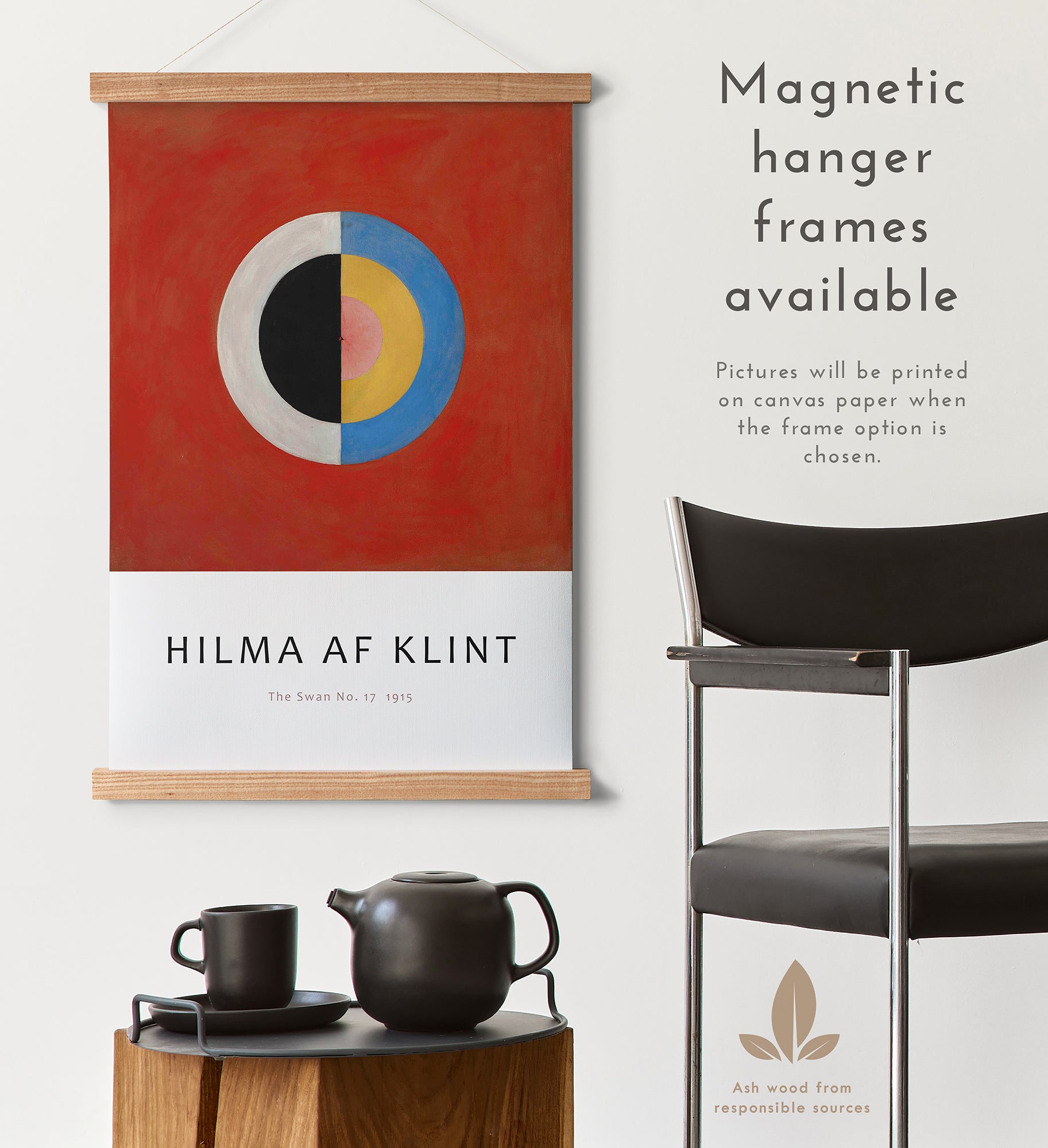 Preview of the art print The Swan No. 17 by Hilma af Klint, mounted in a magnetic hanger frame