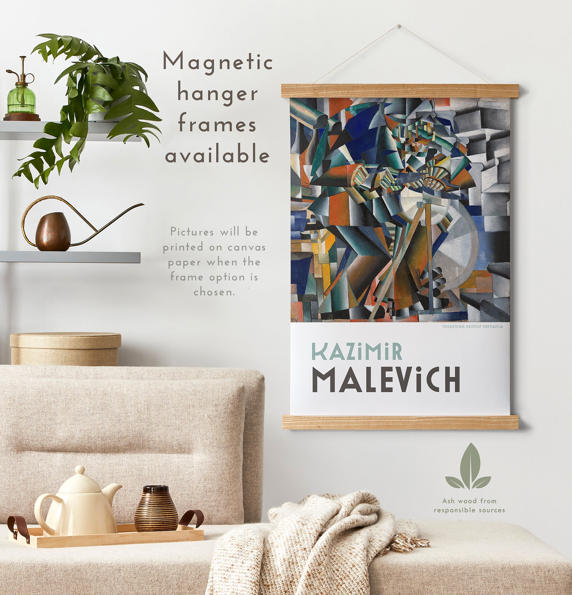 Preview of the art print Tochil'schik Printsip Mel'kaniia by Kazimir Malevich, mounted in a magnetic hanger frame