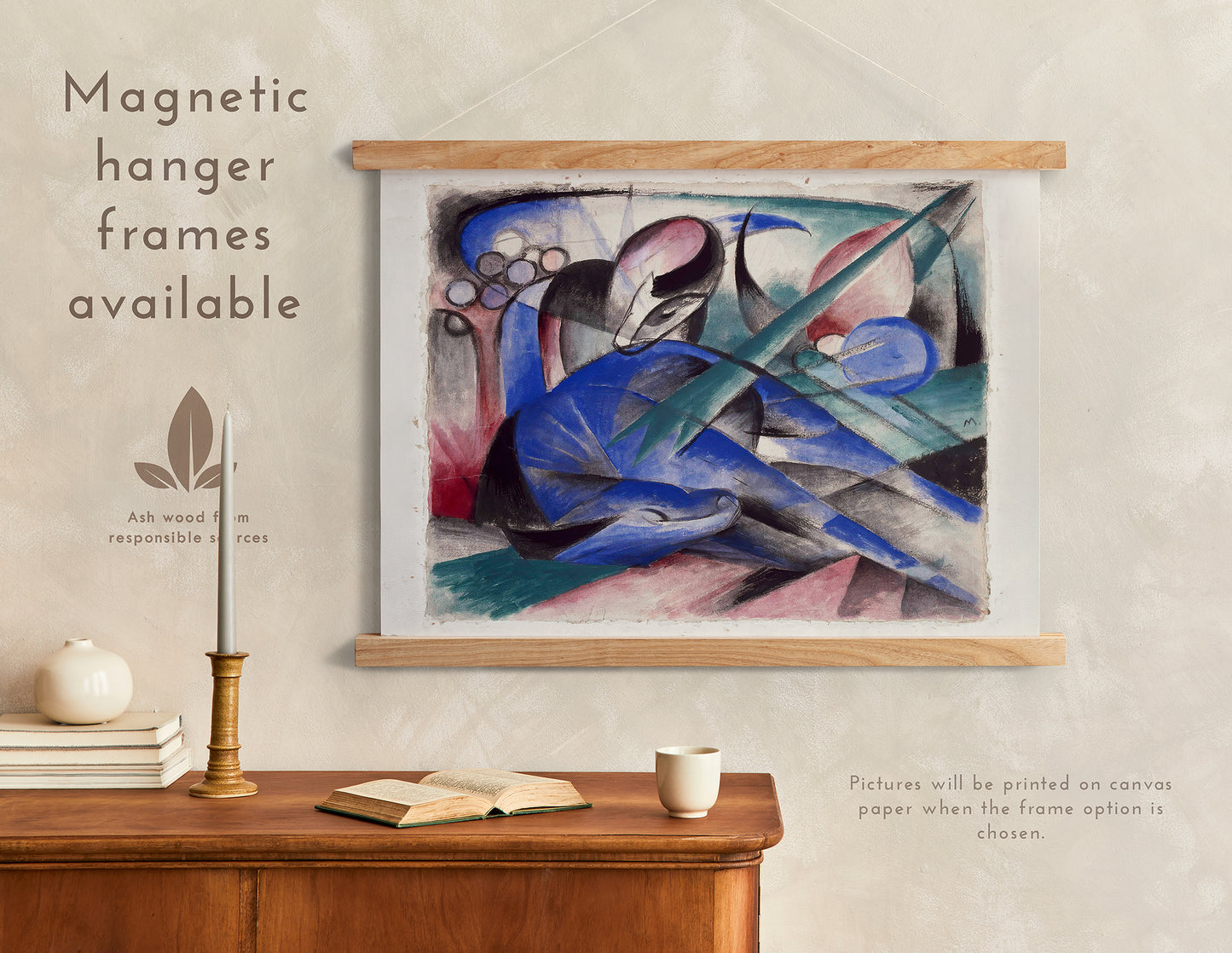 Preview of the art print Träumendes Pferd by Franz Marc, mounted in a magnetic hanger frame