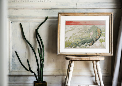 Preview of the art print La Vague by Privat Livemont, mounted in an A3 size frame