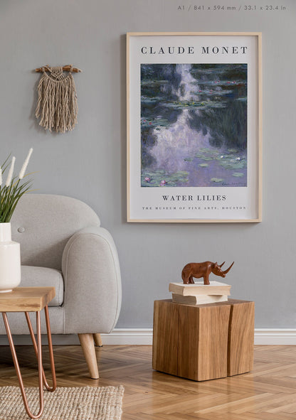 Preview of the art print Water Lilies by Claude Monet, mounted in an A1 size frame