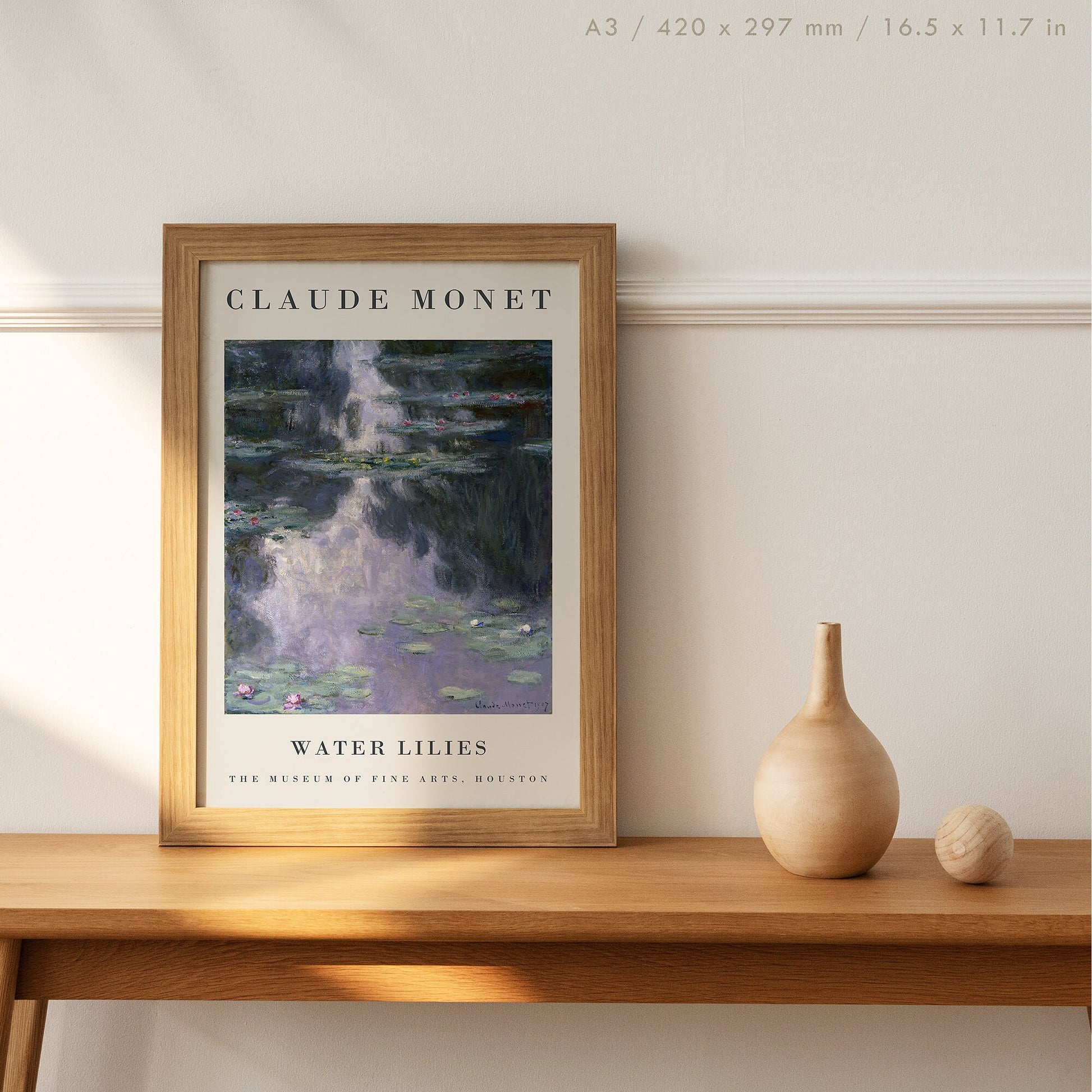 Preview of the art print Water Lilies by Claude Monet, mounted in an A3 size frame