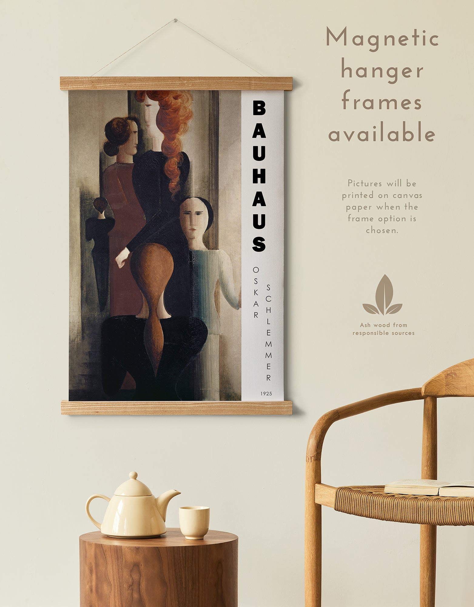 Preview of the art print Women on Stairway by Oskar Schlemmer, mounted in a magnetic hanger frame