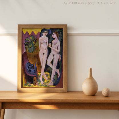 Preview of the art print Zwei Akte im Raum by Ernst Ludwig Kirchner, mounted in an A3 size frame