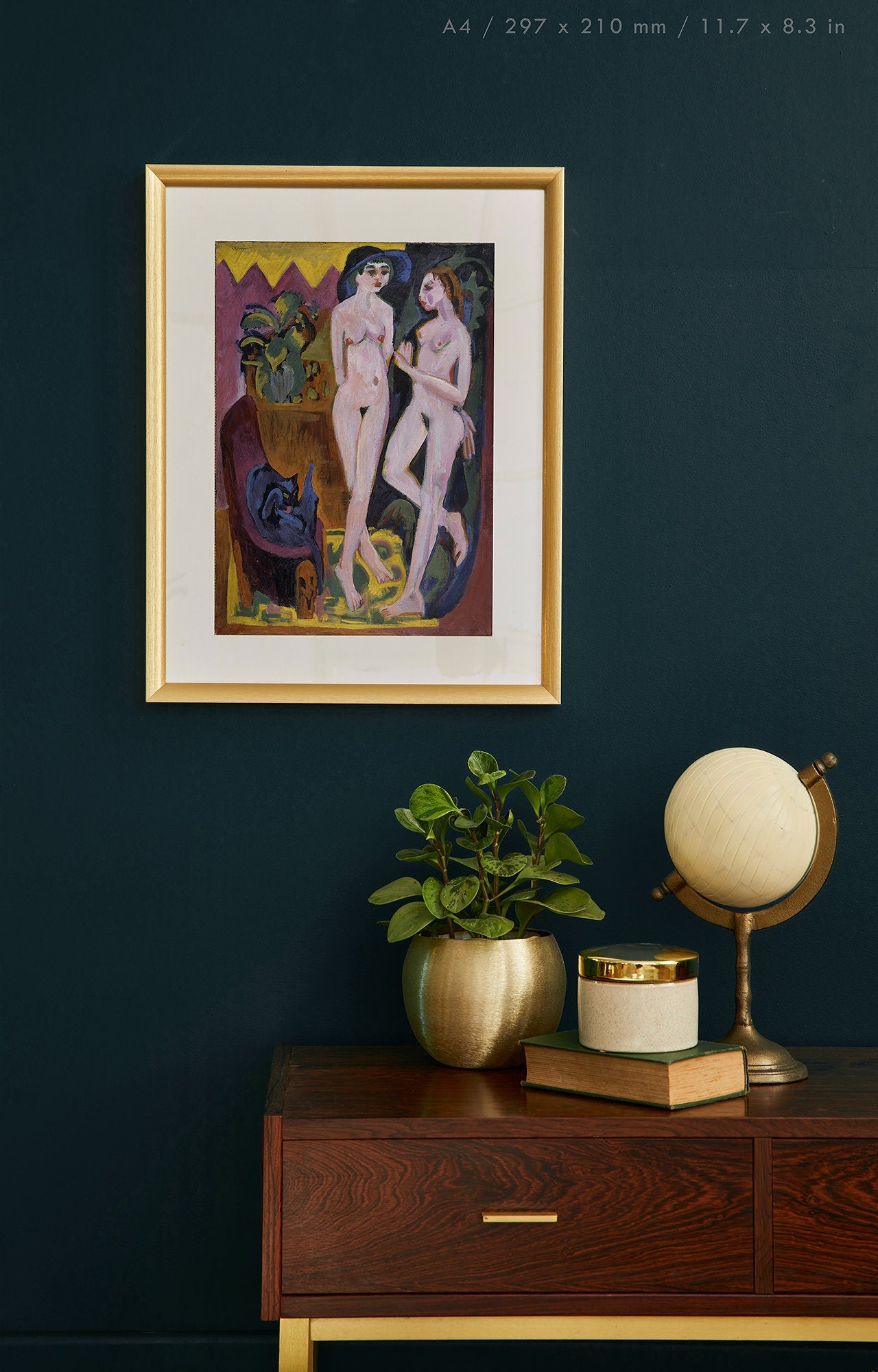 Preview of the art print Zwei Akte im Raum by Ernst Ludwig Kirchner, mounted in an A4 size frame